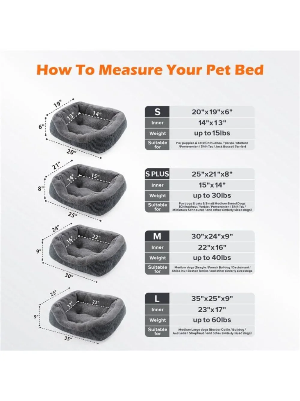 Small Dog Beds Washable Puppy Bed for Cat Beds for Indoor Cats Gray 20